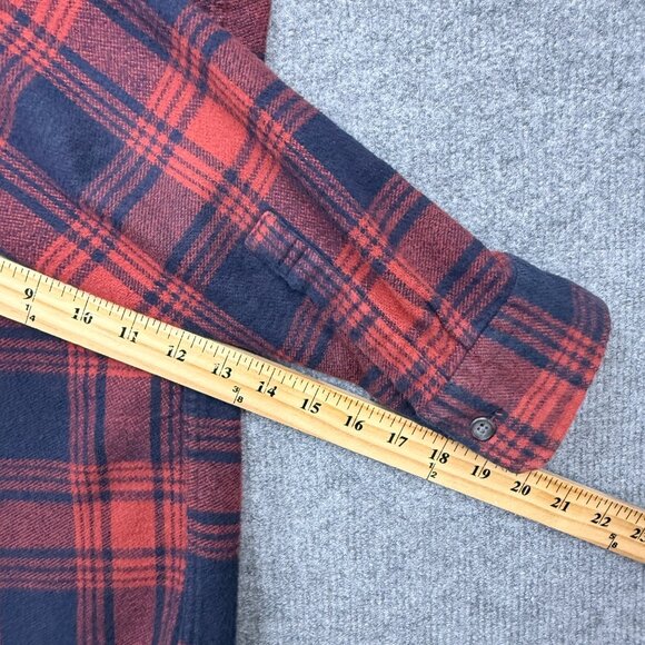 Uniqlo Thick Flannel Plaid Button Up Shirt Shacket Red Blue Cabincore Mens M - Picture 10 of 10
